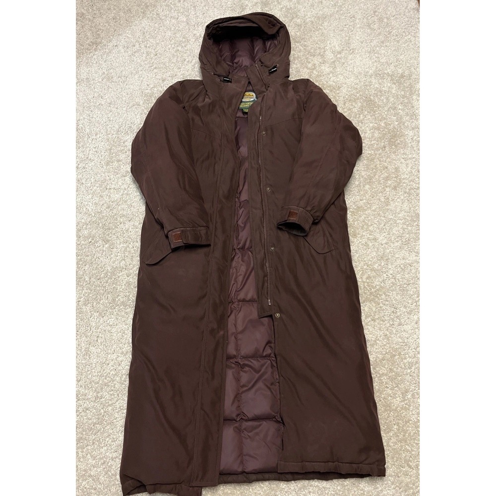 Cabelas Womens Premier Northern Goose Down Long Parka Brown Coat Size S Regular